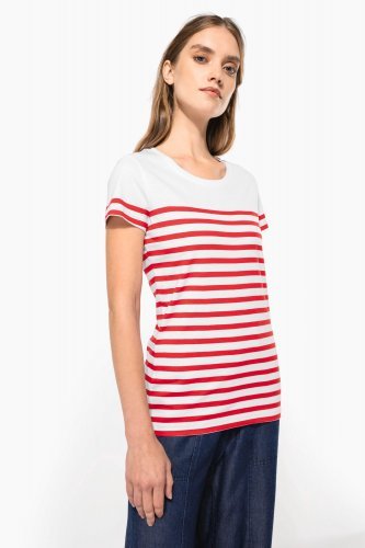 T-shirt donna in stile marinaro bio girocollo