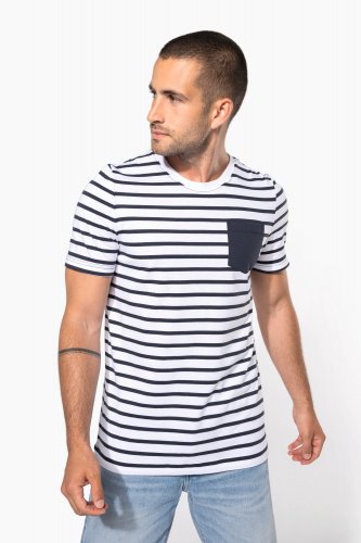 T-shirt manica corta a righe stile marinaio con tasca