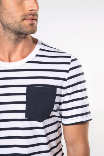 T-shirt manica corta a righe stile marinaio con tasca