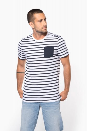 T-shirt manica corta a righe stile marinaio con tasca