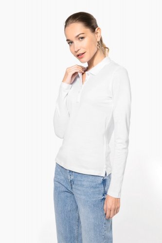 Polo piqué donna manica lunga