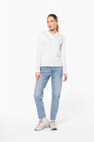 Polo piqué donna manica lunga