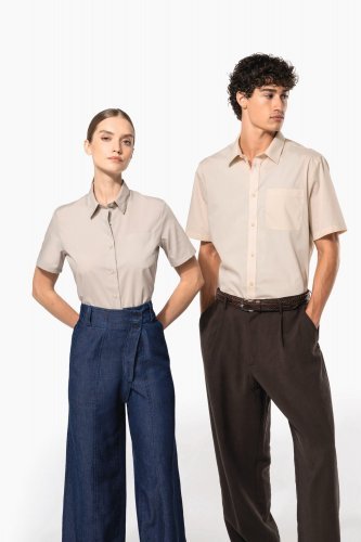 Camicia popeline policotone uomo maniche corte facile da lavare