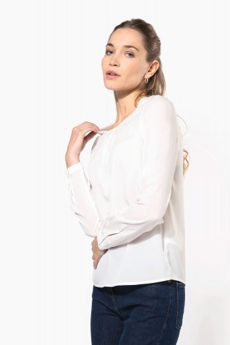 Blusa donna crêpe manica lunga