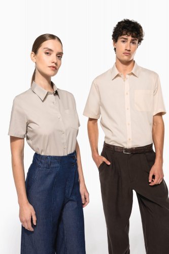 Camicia popeline policotone donna maniche corte facile da lavare