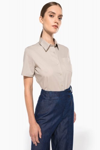 Camicia popeline policotone donna maniche corte facile da lavare