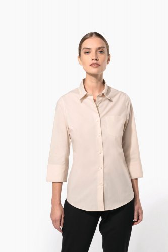 Camicia popeline policotone donna maniche 3/4 facile da lavare