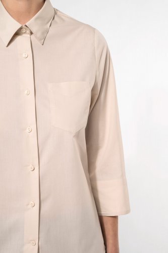 Camicia popeline policotone donna maniche 3/4 facile da lavare
