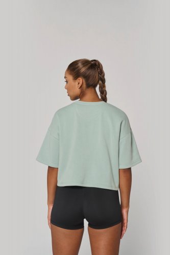 Felpa crop girocollo a maniche corte donna