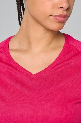 T-shirt donna sportiva a manica corta scollo a v