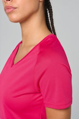 T-shirt donna sportiva a manica corta scollo a v