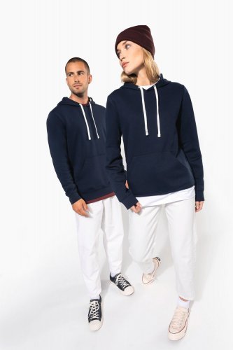 Felpa unisex con cappuccio a contrasto con motivi