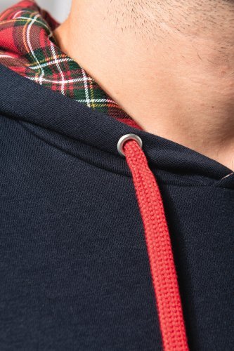 Felpa unisex con cappuccio a contrasto con motivi