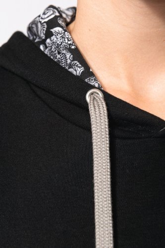 Felpa unisex con cappuccio a contrasto con motivi