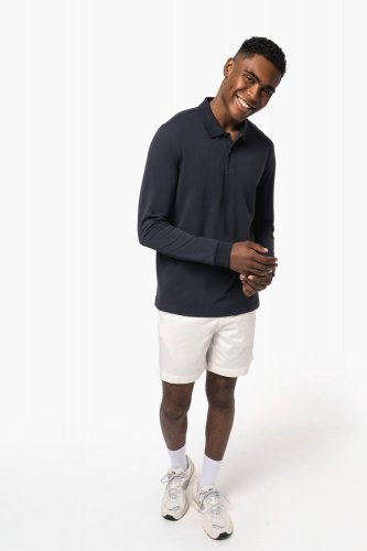 Polo uomo in piqué biologico 180 a maniche lunghe