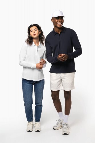 Polo uomo in piqué biologico 180 a maniche lunghe