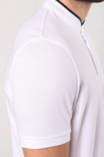 Polo uomo manica corta con collo alla coreana