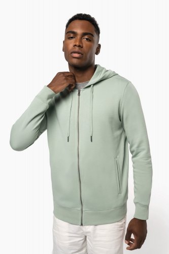 Felpa unisex ecosostenibile con zip e cappuccio non garzata