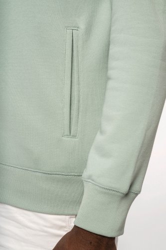 Felpa unisex ecosostenibile con zip e cappuccio non garzata