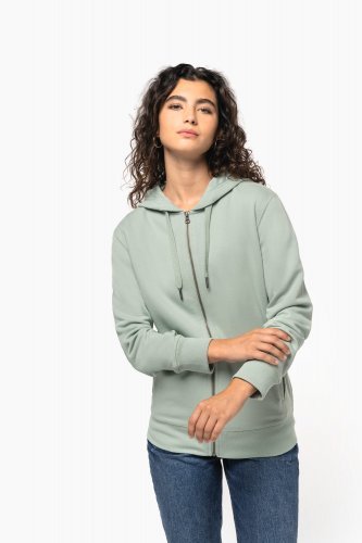 Felpa unisex ecosostenibile con zip e cappuccio non garzata