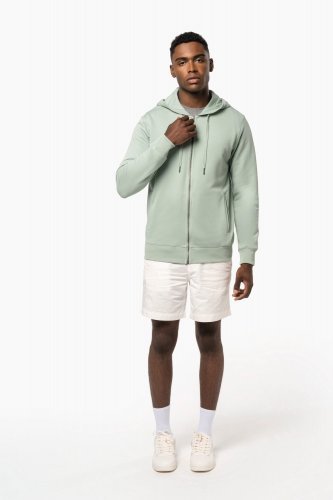 Felpa unisex ecosostenibile con zip e cappuccio non garzata