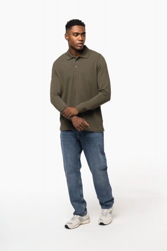 Polo piqué uomo manica lunga