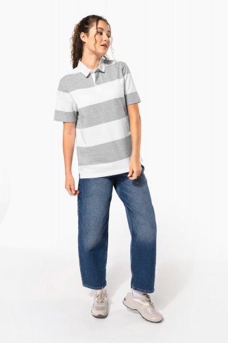 Polo rugby a righe maniche corte unisex
