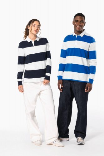 Polo rugby a righe maniche lunghe unisex
