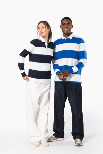 Polo rugby a righe maniche lunghe unisex