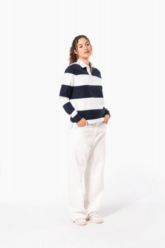 Polo rugby a righe maniche lunghe unisex