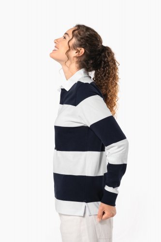 Polo rugby a righe maniche lunghe unisex