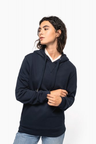 Felpa unisex ecosostenibile con cappuccio non garzata