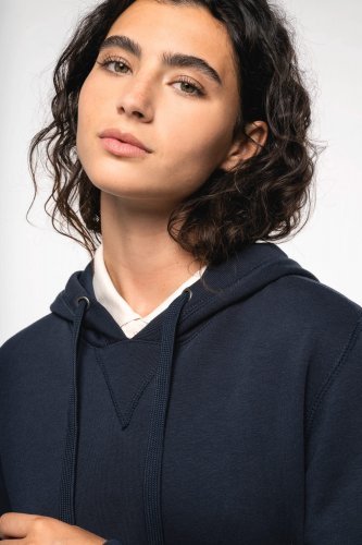 Felpa unisex ecosostenibile con cappuccio non garzata