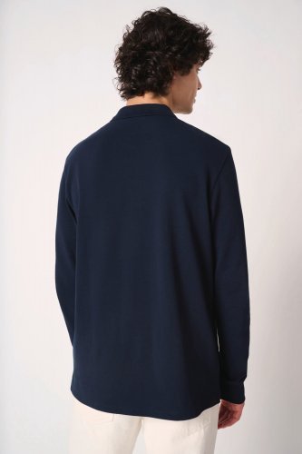 Polo piqué manica lungo uomo