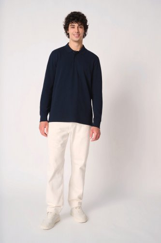 Polo piqué manica lungo uomo