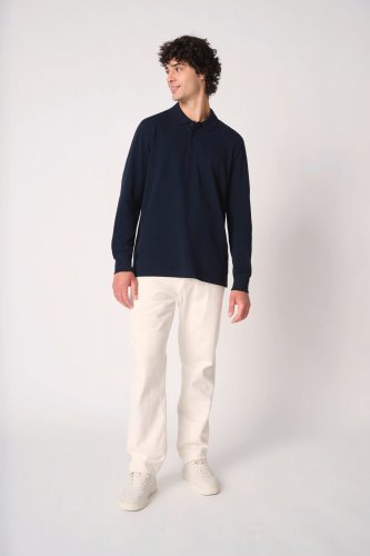 Polo piqué manica lungo uomo