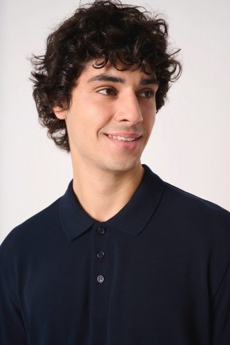 Polo piqué manica lungo uomo