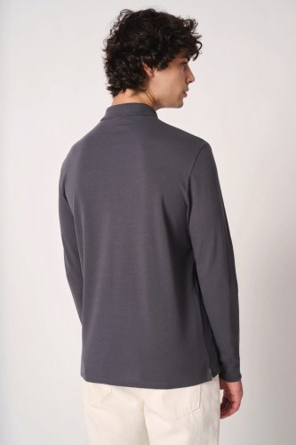 Polo piqué maniche lunghe uomo