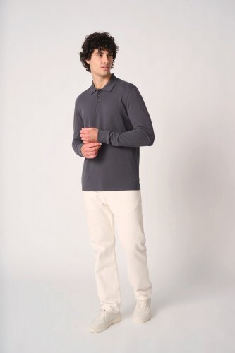Polo piqué maniche lunghe uomo