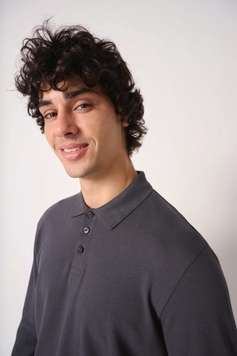 Polo piqué maniche lunghe uomo