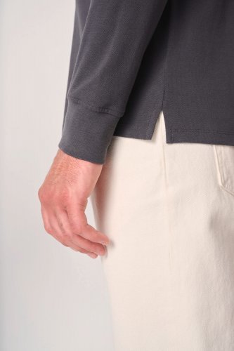 Polo piqué maniche lunghe uomo