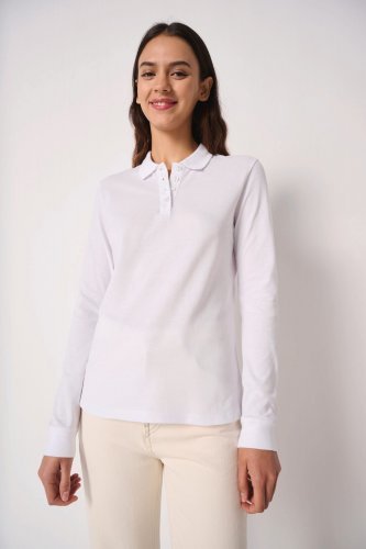 Polo piqué maniche lunghe donna