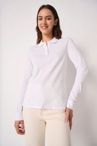 Polo piqué maniche lunghe donna