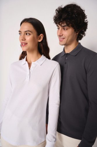 Polo piqué maniche lunghe donna