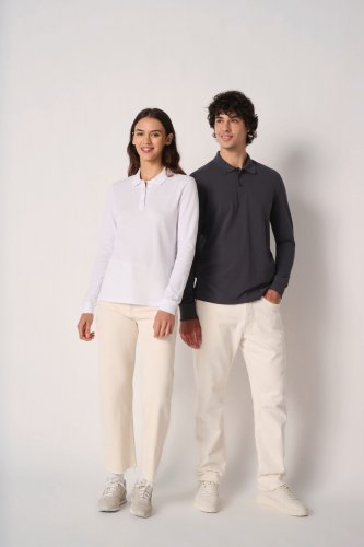Polo piqué maniche lunghe donna