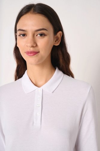 Polo piqué maniche lunghe donna