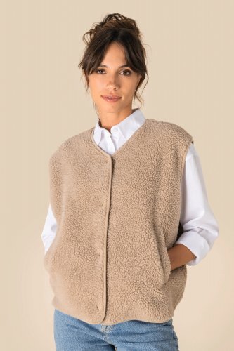 Giacca donna in sherpa senza maniche