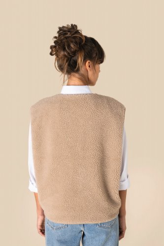 Giacca donna in sherpa senza maniche