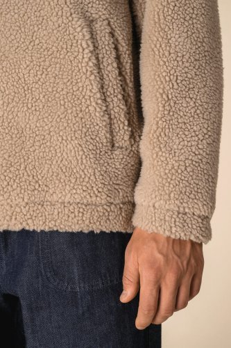 Felpa unisex 1/4 zip in sherpa con spalle spioventi