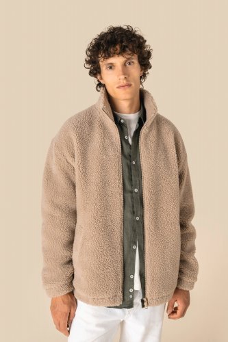 Felpa unisex in sherpa con zip e spalle spioventi